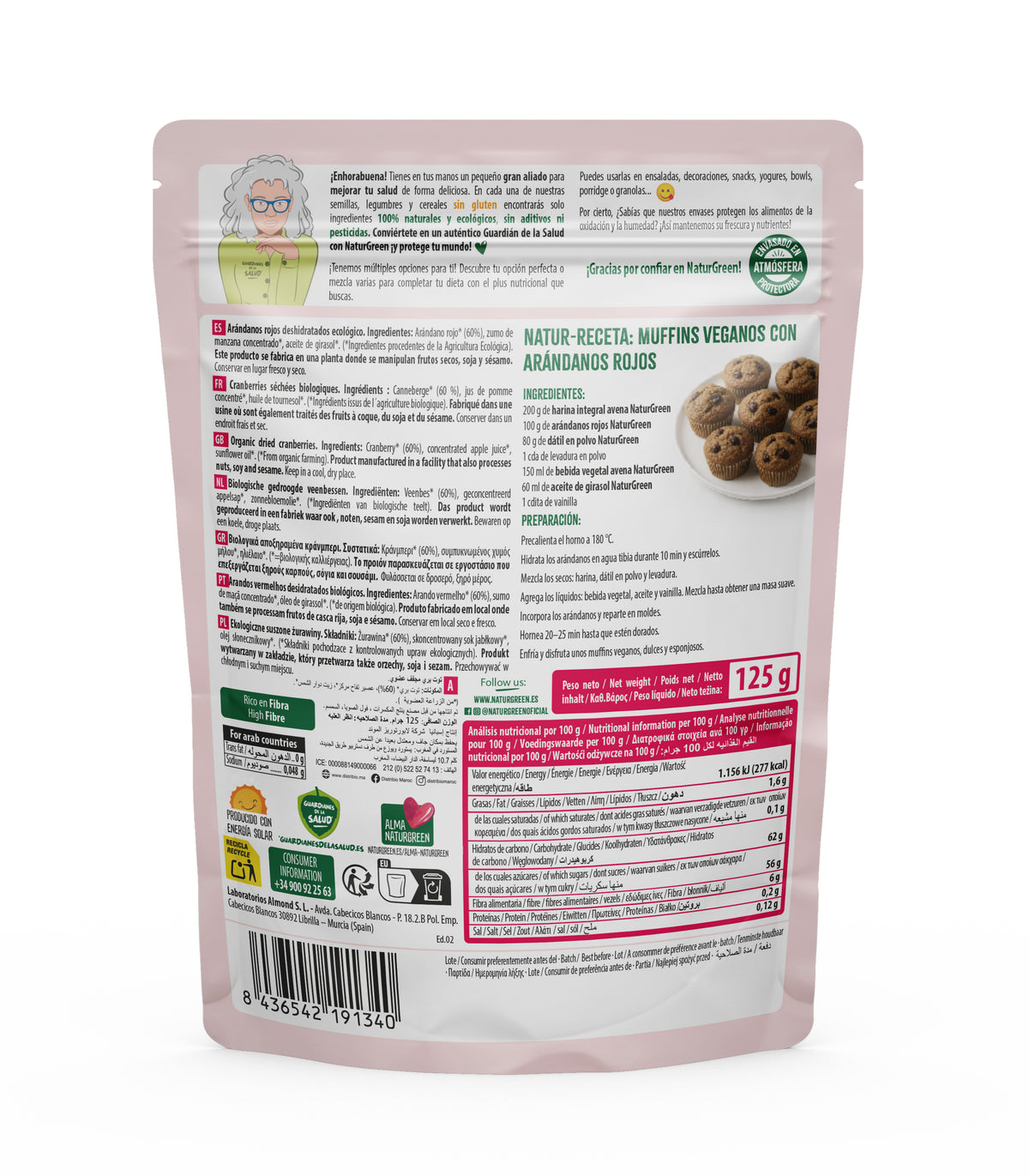 Canneberges déshydratées bio Naturgreen 125 g