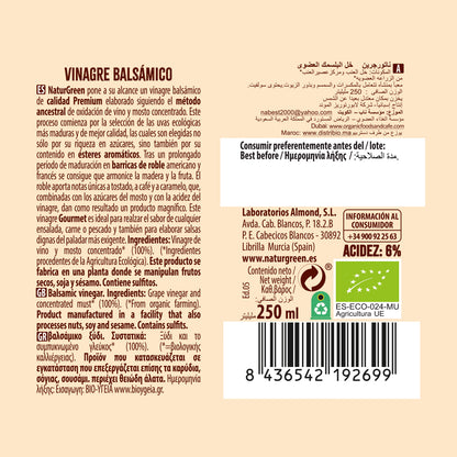 Vinaigre balsamique bio NaturGreen, 250 ml