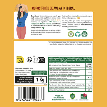 Flocons d'avoine fins sans gluten bio NaturGreen, 1 kg
