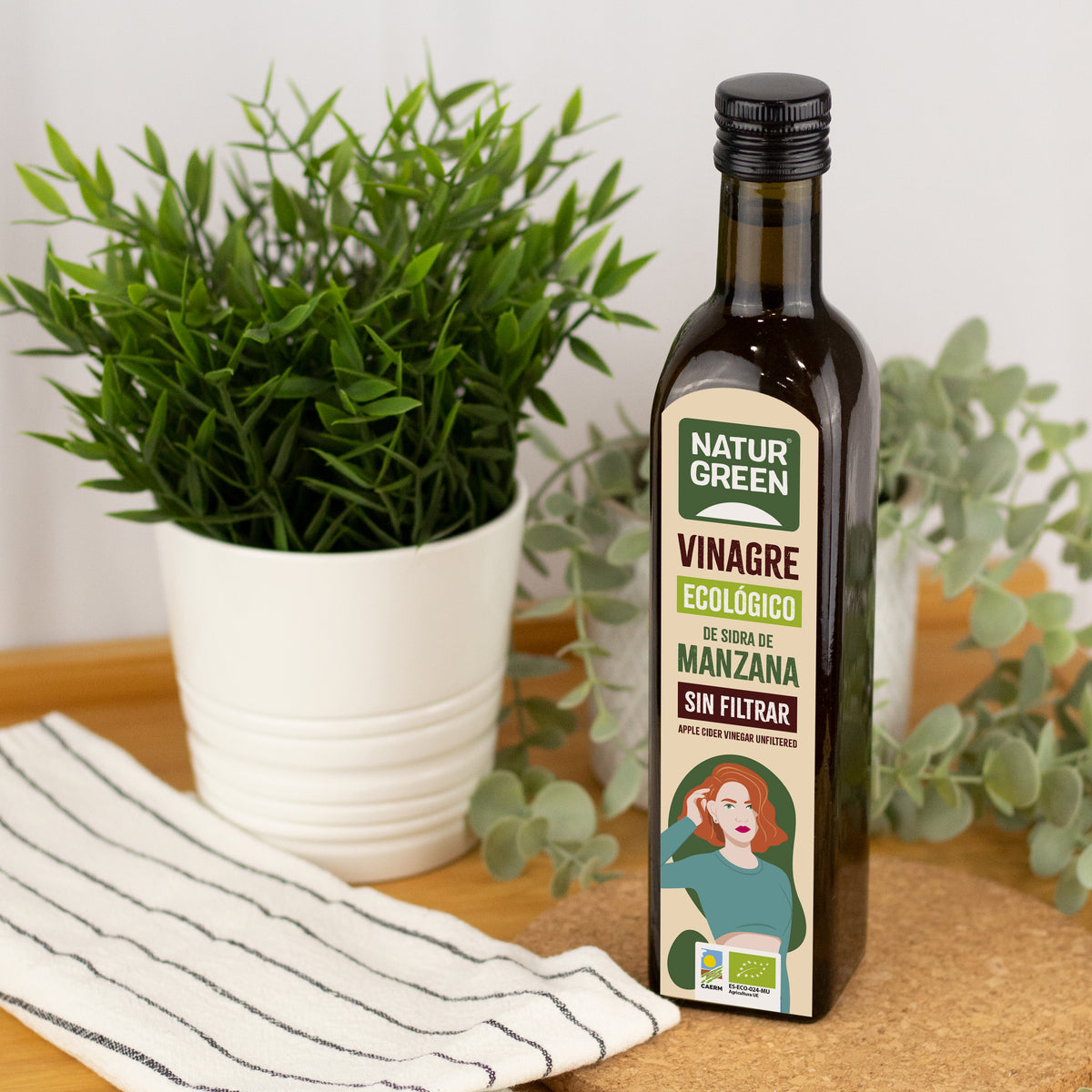 Vinaigre de cidre de pomme bio non filtré NaturGreen 500 ml