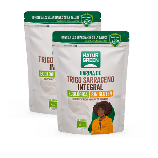 Lot de 2 farines de sarrasin complet bio sans gluten NaturGreen 500 g