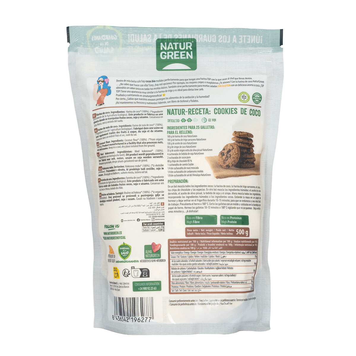 Farine de noix de coco bio sans gluten NaturGreen 500 g