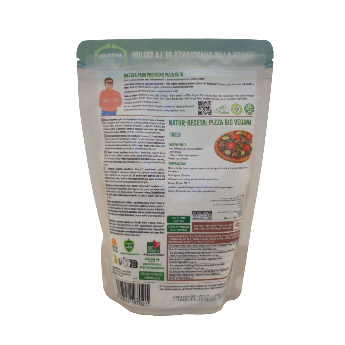 Mélange de farine pour pizza Keto NaturGreen 400 g