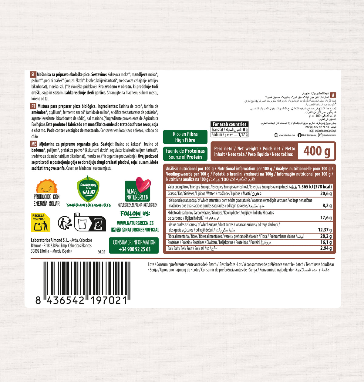 Mélange de farine pour pizza Keto NaturGreen 400 g