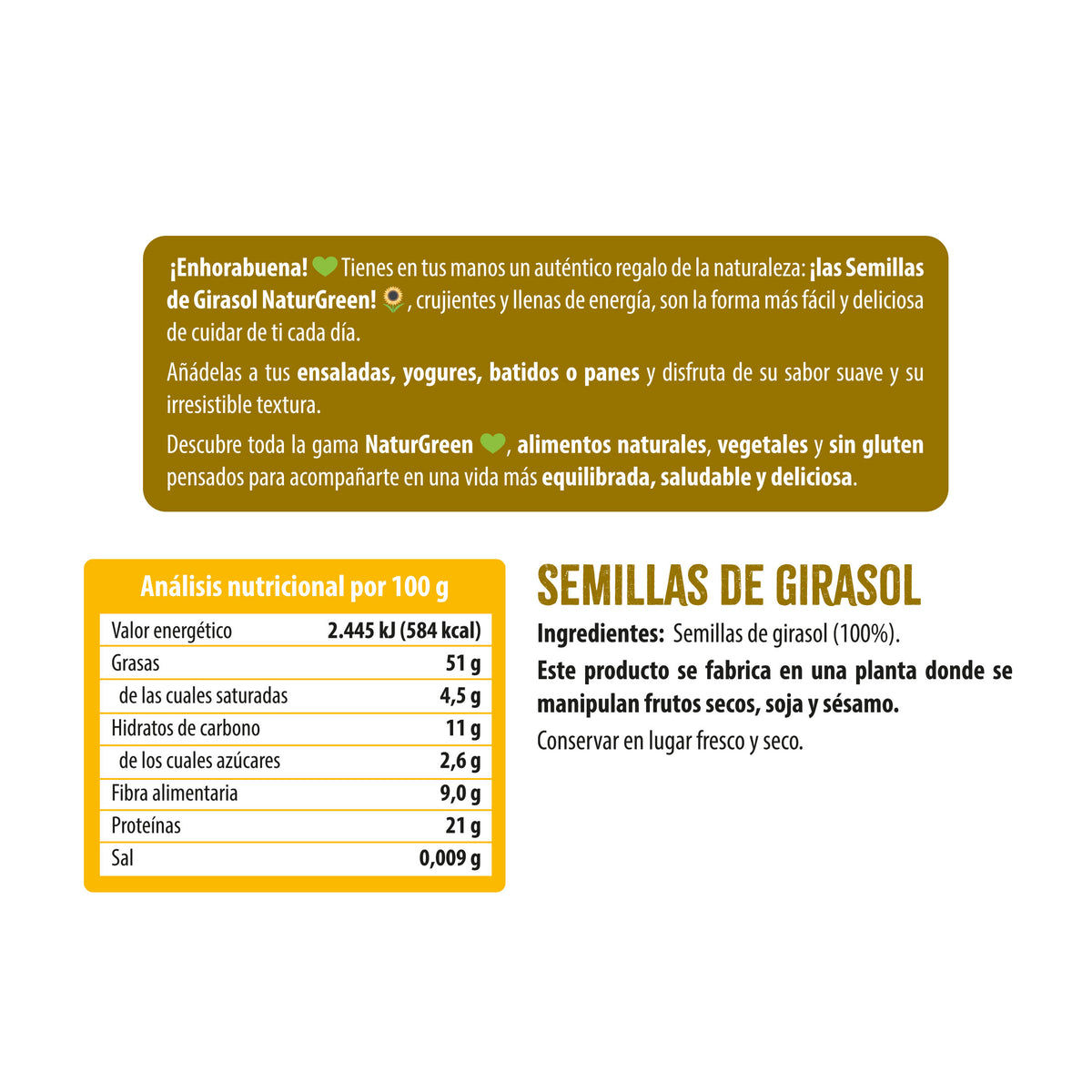 Graines de Tournesol NaturGreen 125 g