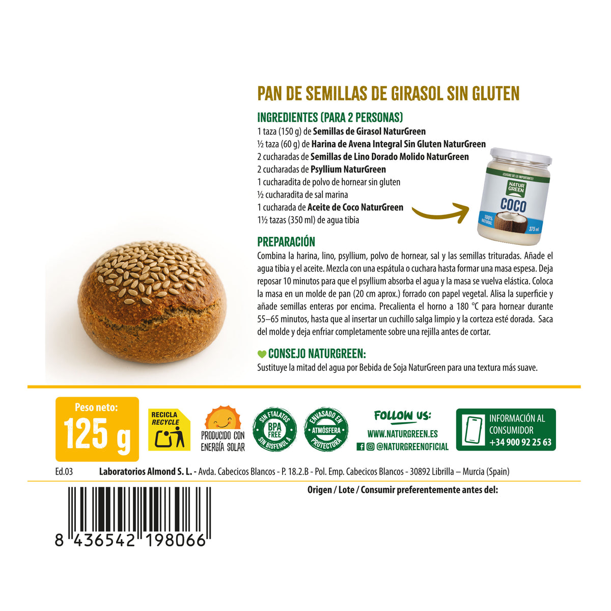 Graines de Tournesol NaturGreen 125 g