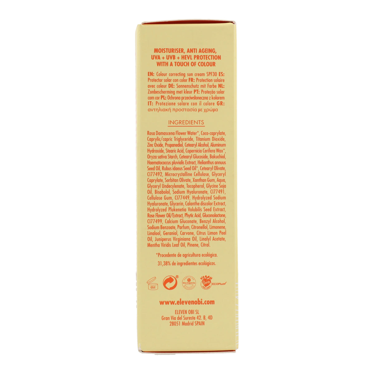 Crema antiedad con color SPF 30 CC Eco Protect Sun Shield Eleven Obi 50 ml