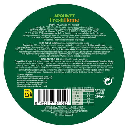 Arquivet Fresh Home Pork Stew Alimento húmedo de cerdo para perros 280 g