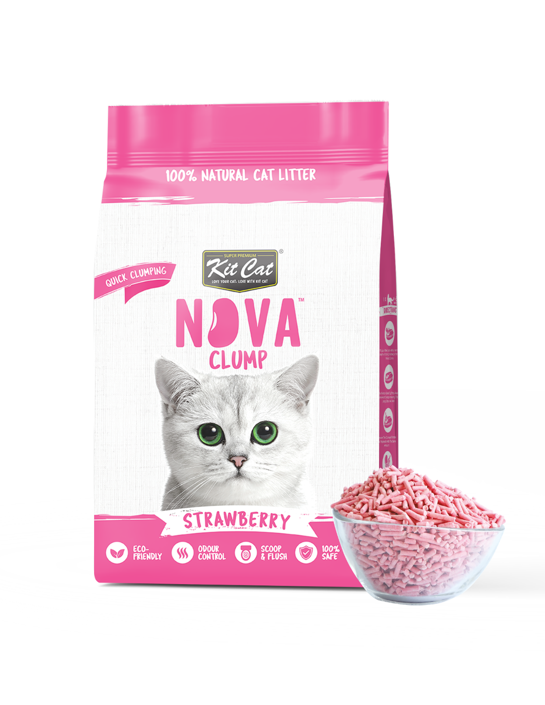 Kit Cat Arena Eco SoyaClump - Strawberry 7 L Litière pour chat