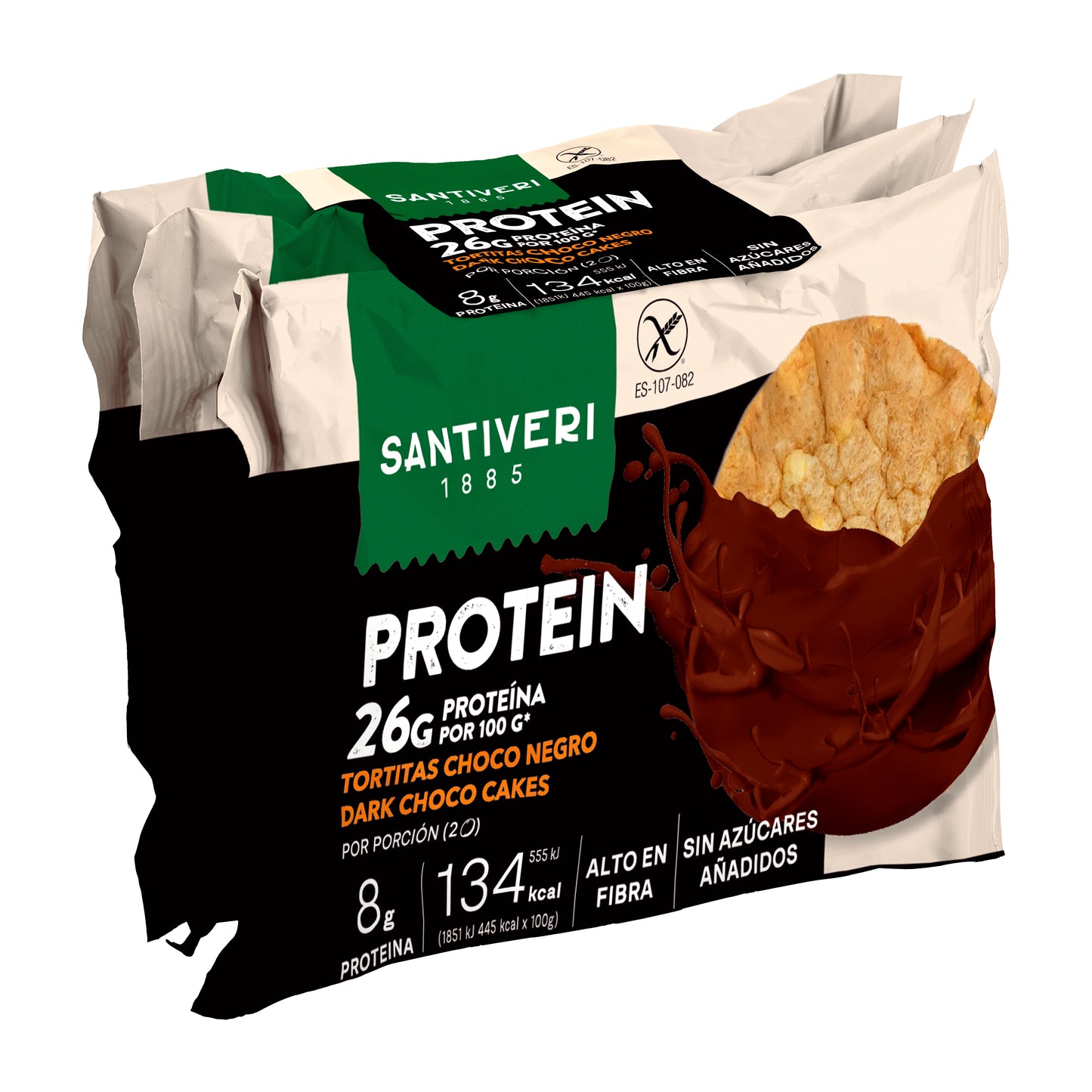 Crêpes Protéinées enrobées de Chocolat Protéiné 2x3 Santiveri 90g