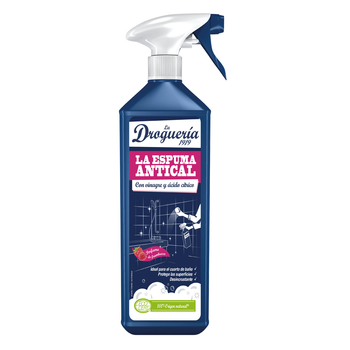 Limpiador antical en espuma con vinagre y ácido cítrico perfume de frambuesa pistola LA DROGUERIA 1919 750 ml