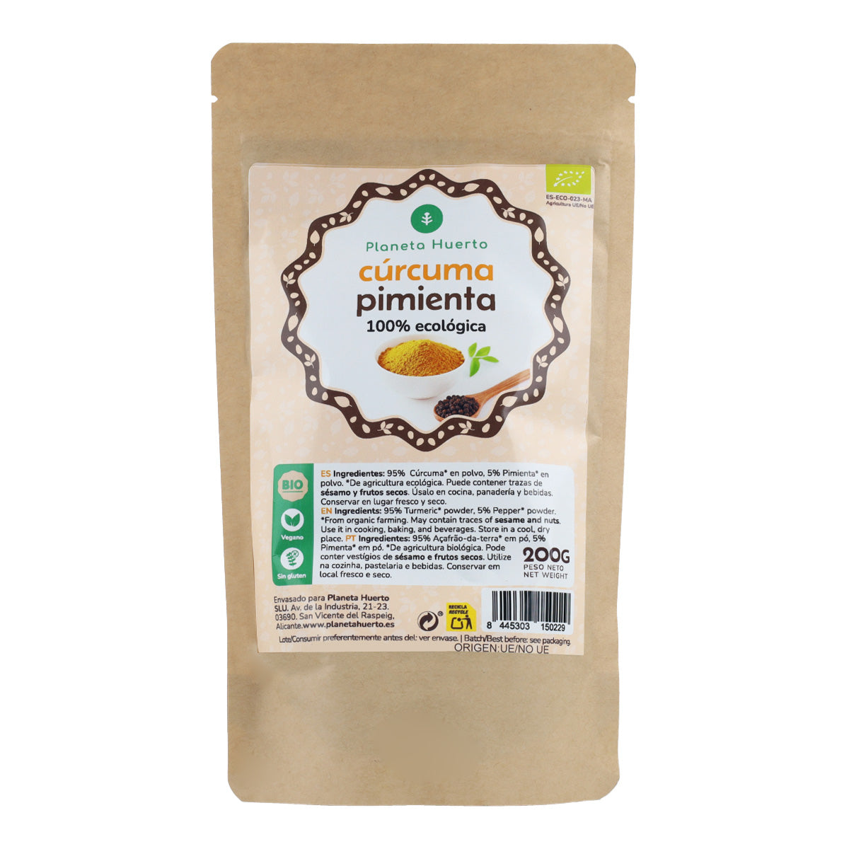 Poudre de curcuma et de poivre ECO Planeta Huerto 150 g