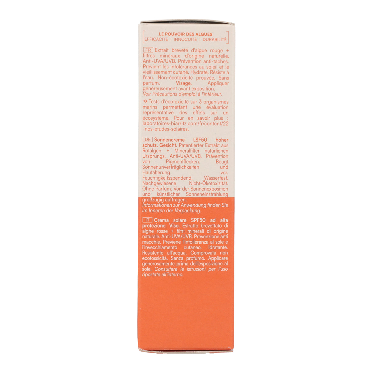 Crème solaire visage SPF 50 Laboratoires Biarritz 50 ml