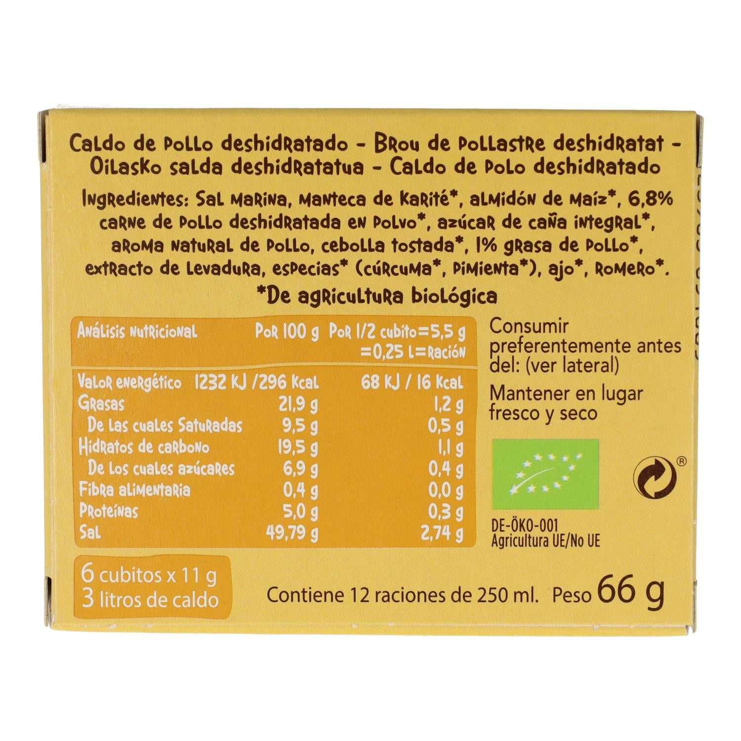 Caldo de Pollo en Cubitos Biocop 6 x 11 g