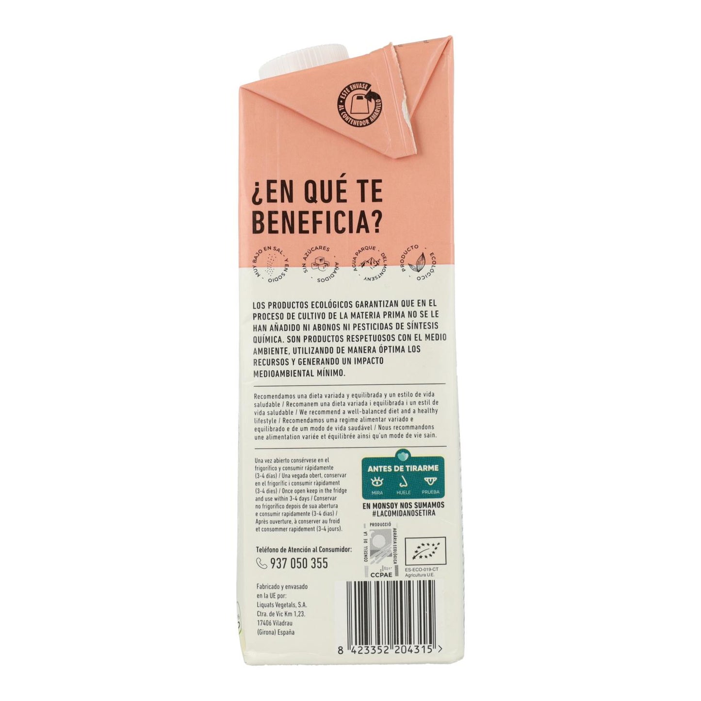 Pack 6 x Bebida Arroz y Avellanas BIO Monsoy 1L