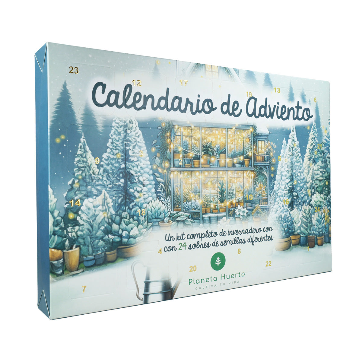 Calendario de Adviento Navideño con semillas y mini invernadero Planeta Huerto