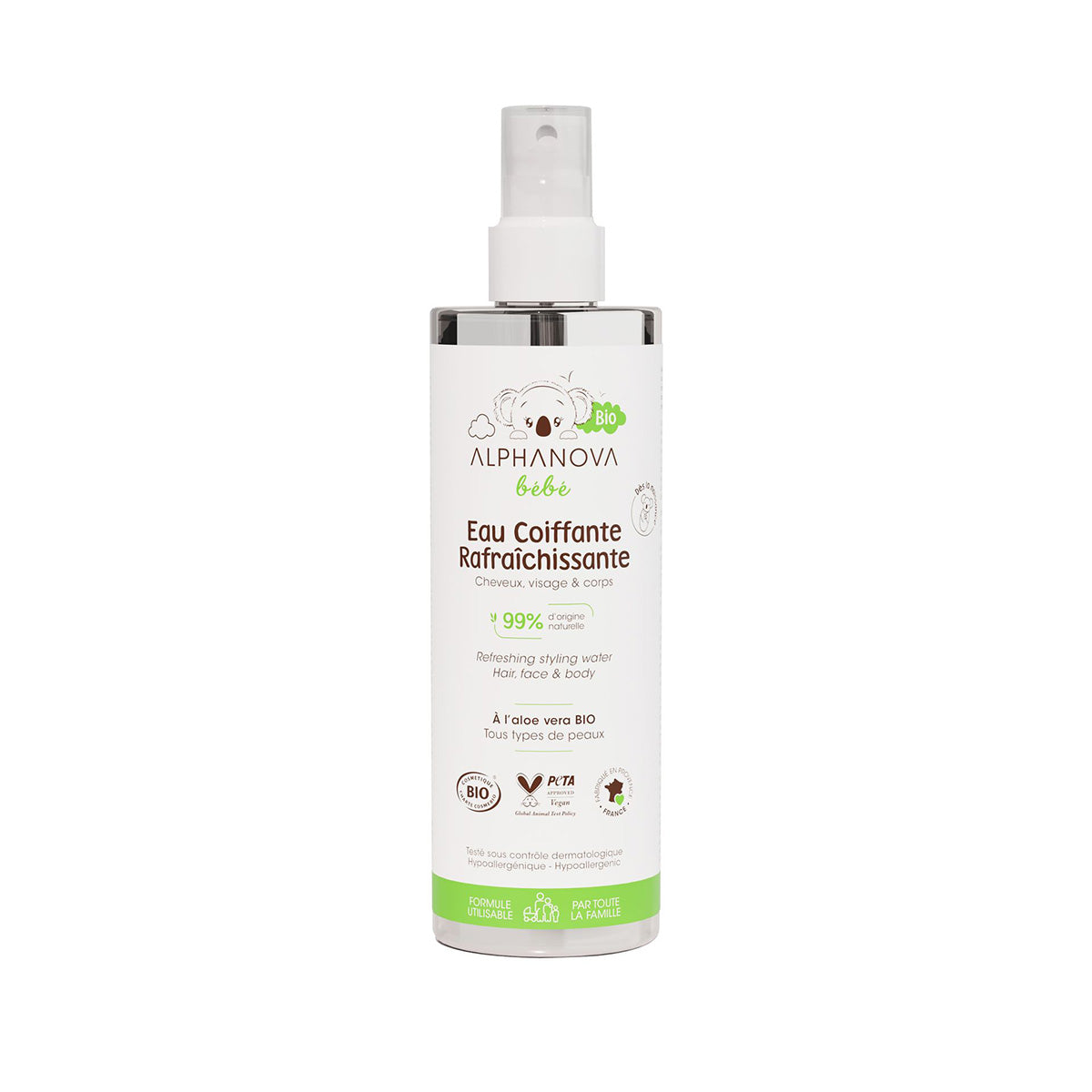 Agua de Peinado BIO Refrescante Bebé Alphanova 200 ml.