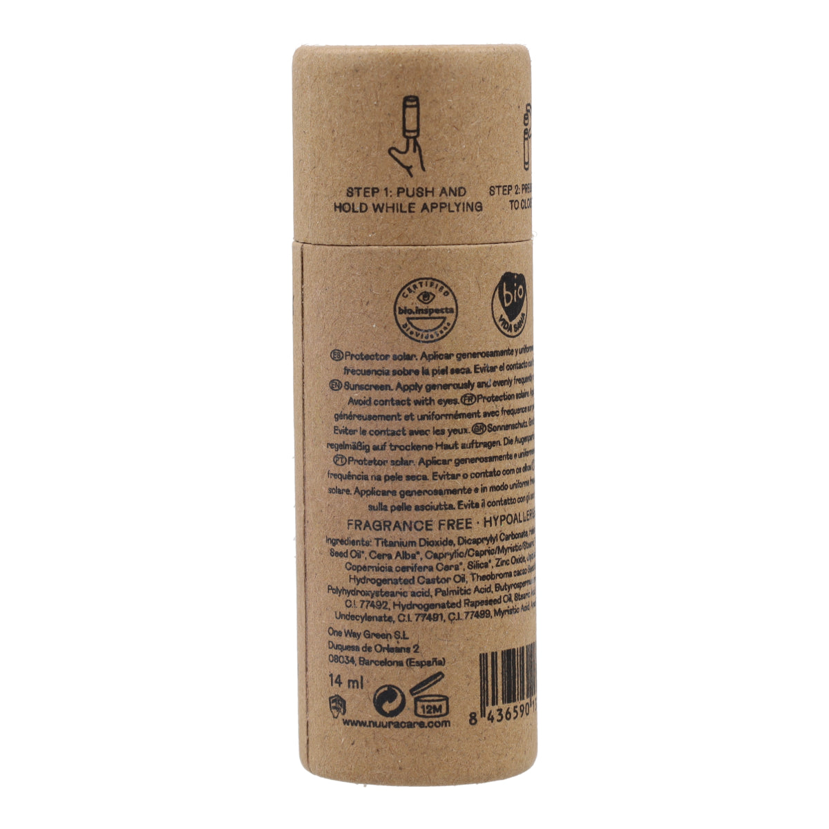 Crème Solaire Visage Teintée SPF50 Stick Nuura 18 ml
