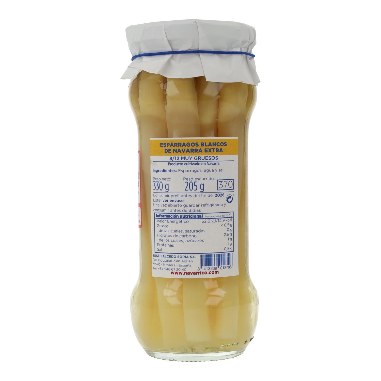 Espárragos de Navarra D.O. en frasco El Navarrico 370 ml 8/12