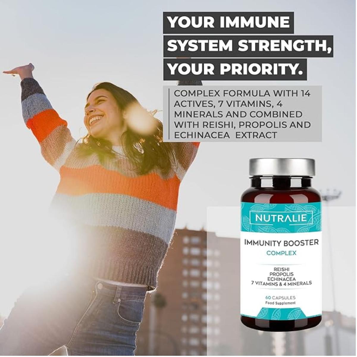 Nutralie Defensas Inmunitarias con Reishi + Propóleo + Equinacea 60 cápsulas