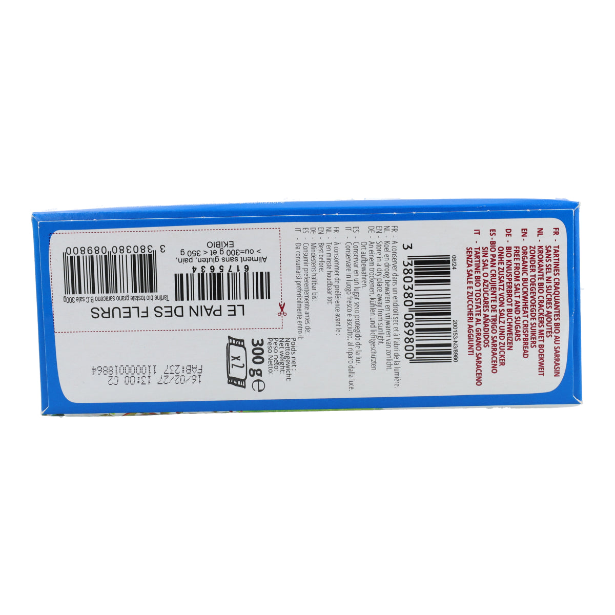 Crackers croustillants au sarrasin sans sel et sans gluten BIO Le Pain de Fleurs 300 g
