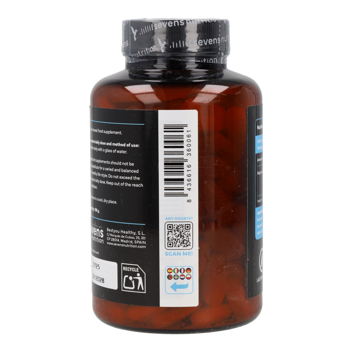 Magnesium Complex Bisglycinate Citrate Taurate et Malate Sevens Nutrition 180 gélules