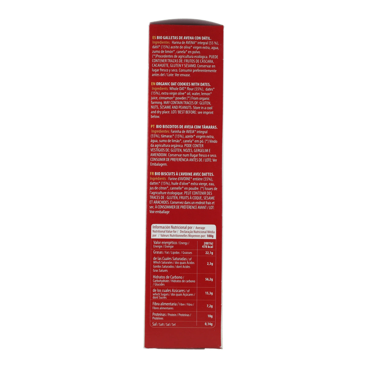 Biscuits à l'avoine complète sucrés aux dattes bio Sol Natural 170 g