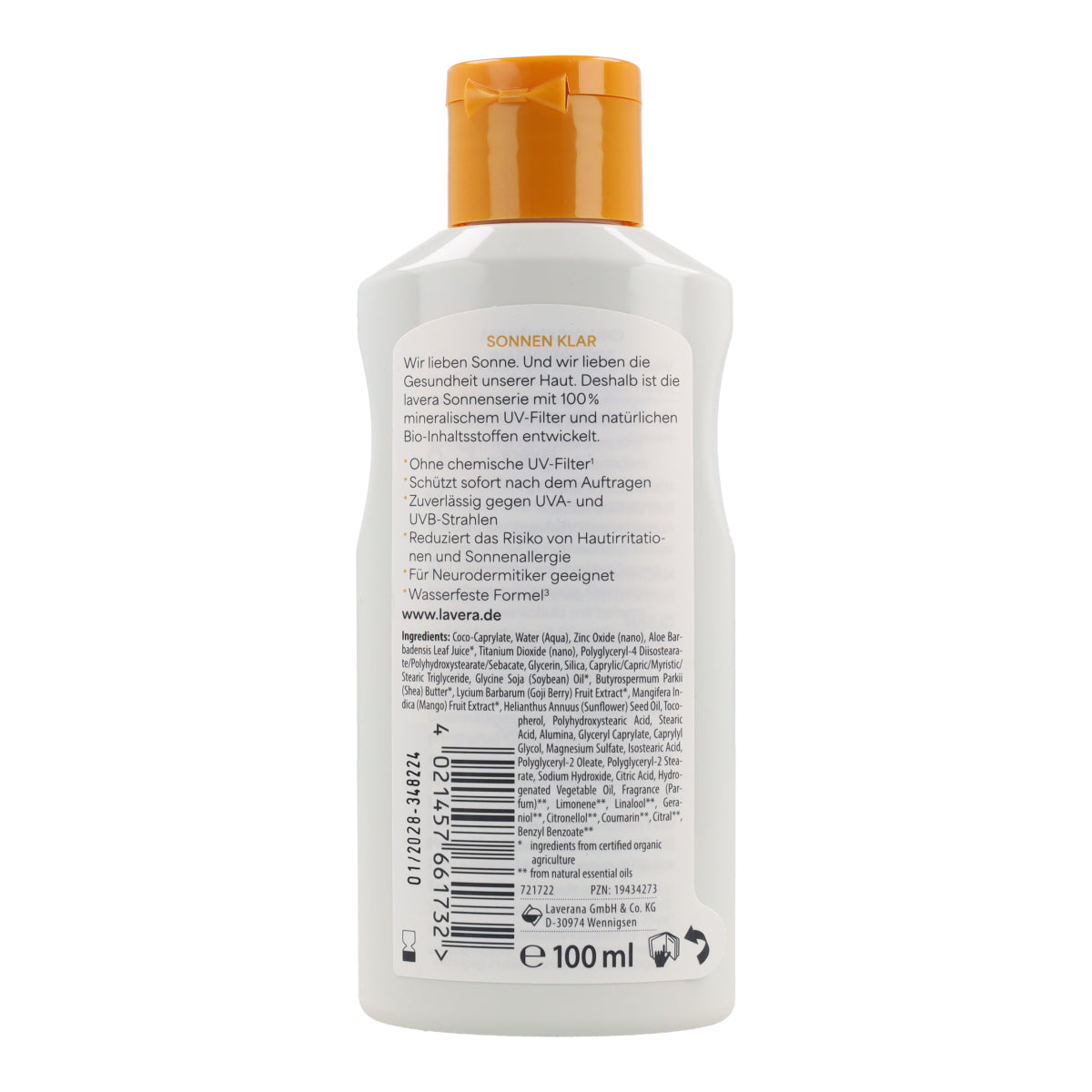 Lotion solaire Sensitive SPF 30 Lavera 100 ml