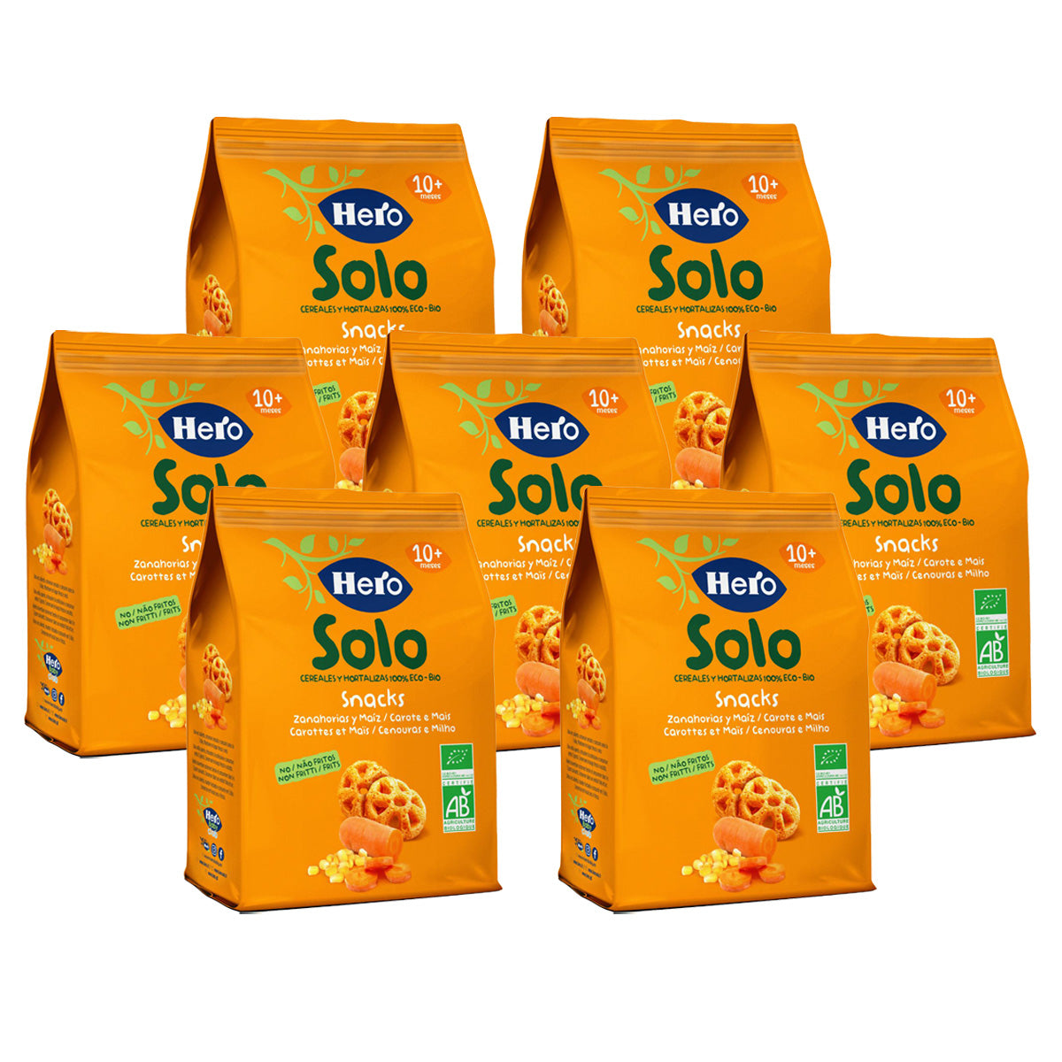 Pack 7x Snacks de Zanahorias y Maíz Eco 40 g-Hero Solo