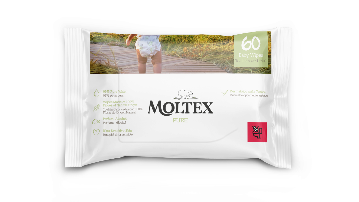 Lingettes Moltex Pure & Nature 60 unités