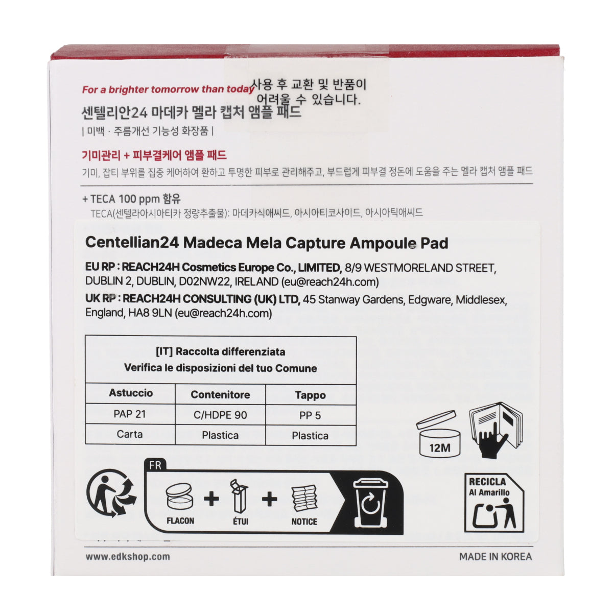 Madeca Mela Capture Ampoule Pad Centellian24 60 tampons