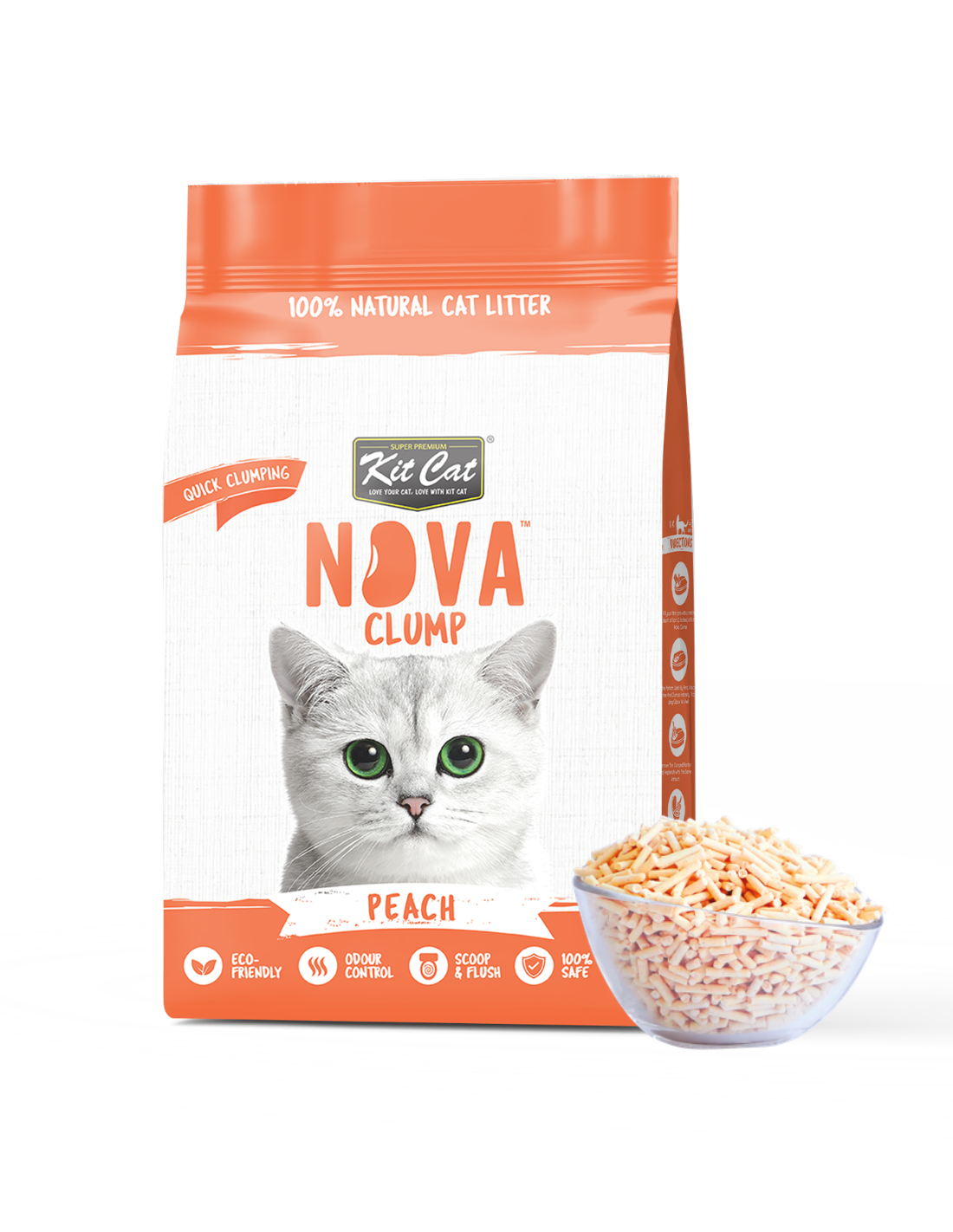 Kit Cat Arena Eco SoyaClump - Peach 7 L Litière pour chat