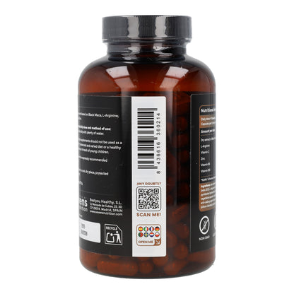 Maca noire avec L-arginine, zinc et vitamines B6, B12 et C Sevens Nutrition 180 gélules