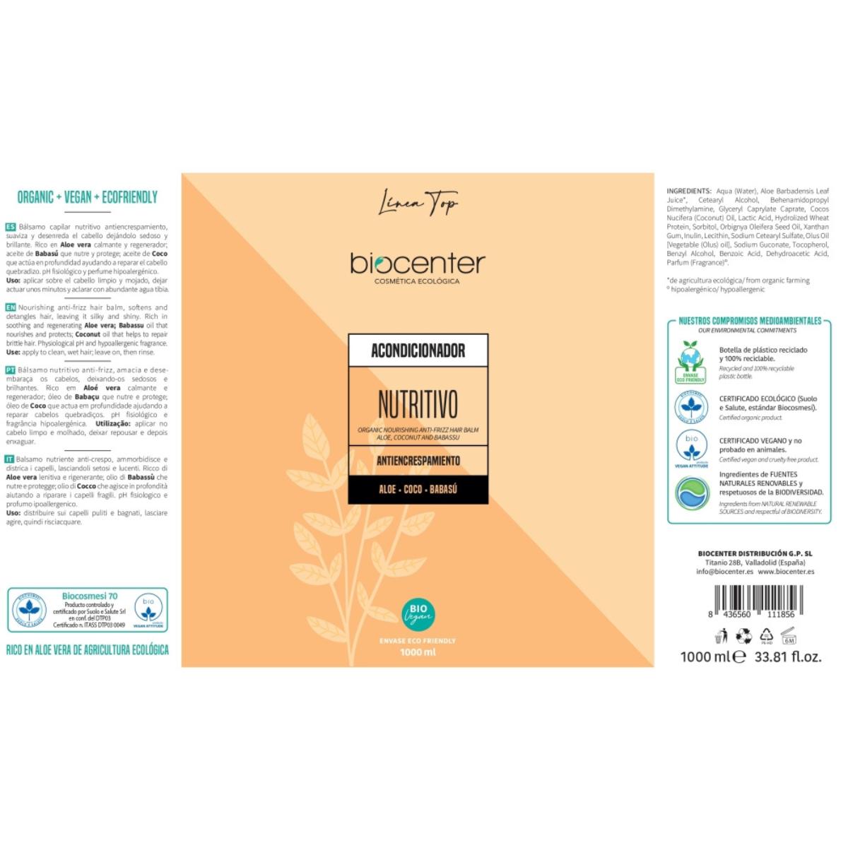 Top Acondicionador BIO nutritivo antiencrespamiento 1 litro Biocenter