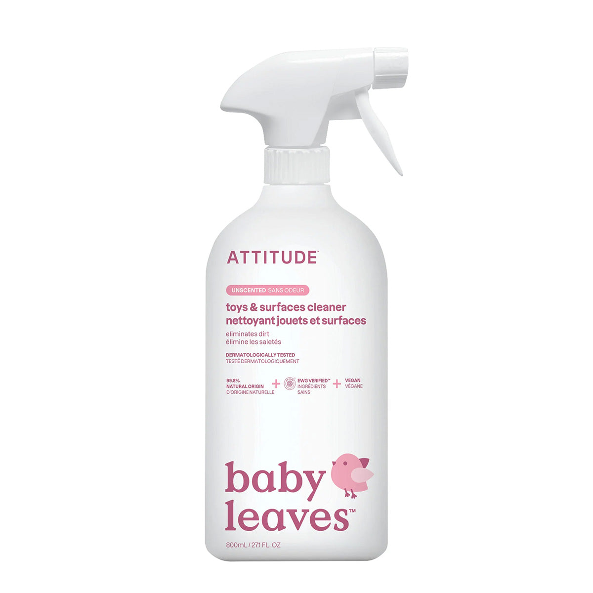 El limpiador de juguetes y superficies sin perfume ATTITUDE 800 ml