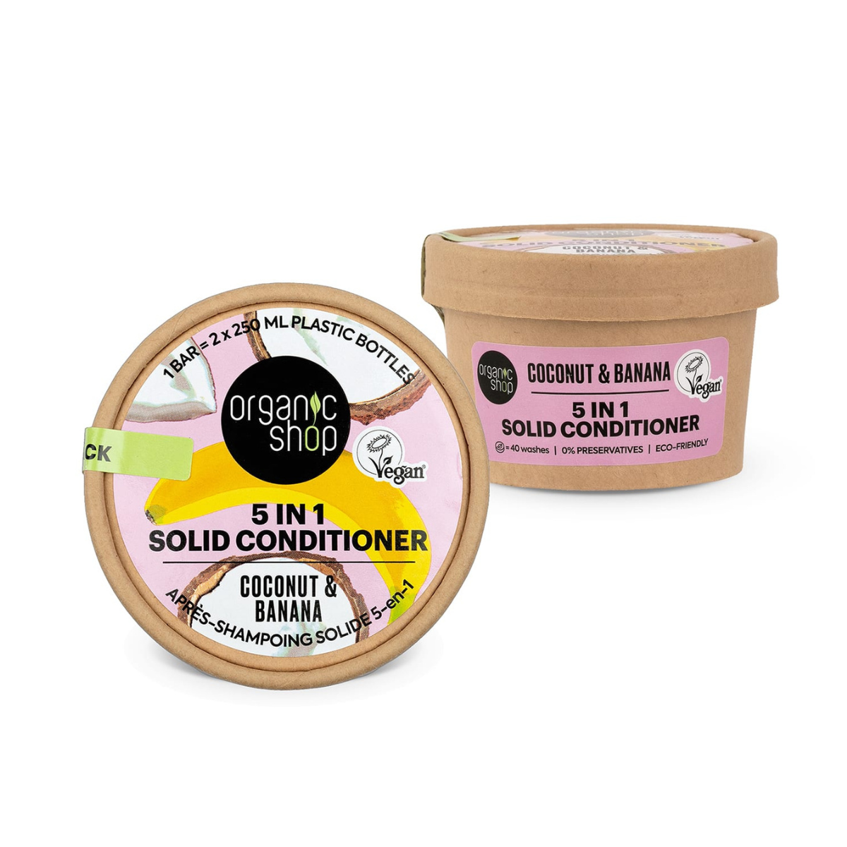 Acondicionador sólido 5 en 1 plátano y coco Organic Shop