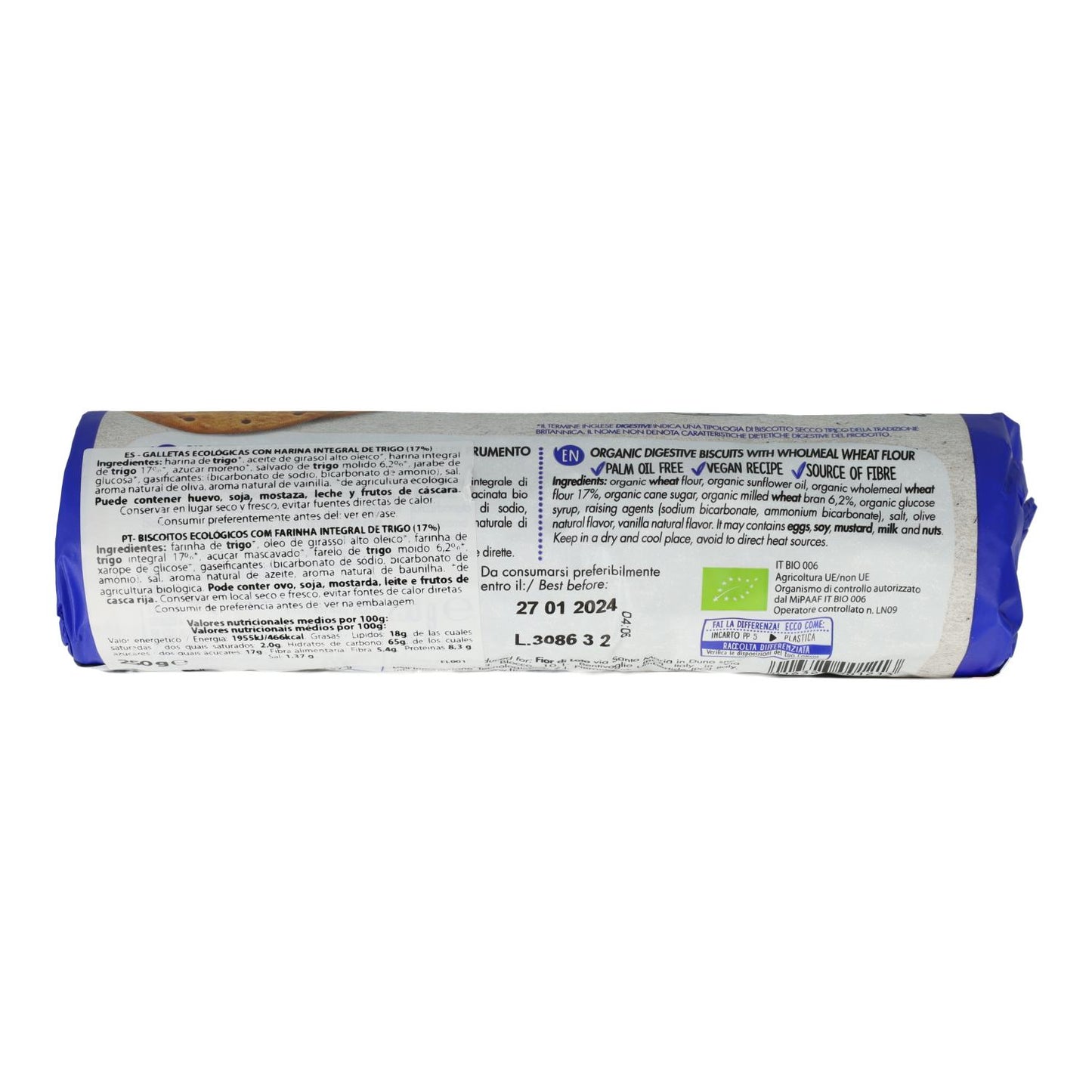 Galletas Digestive Tubo Fior di loto 250 gr