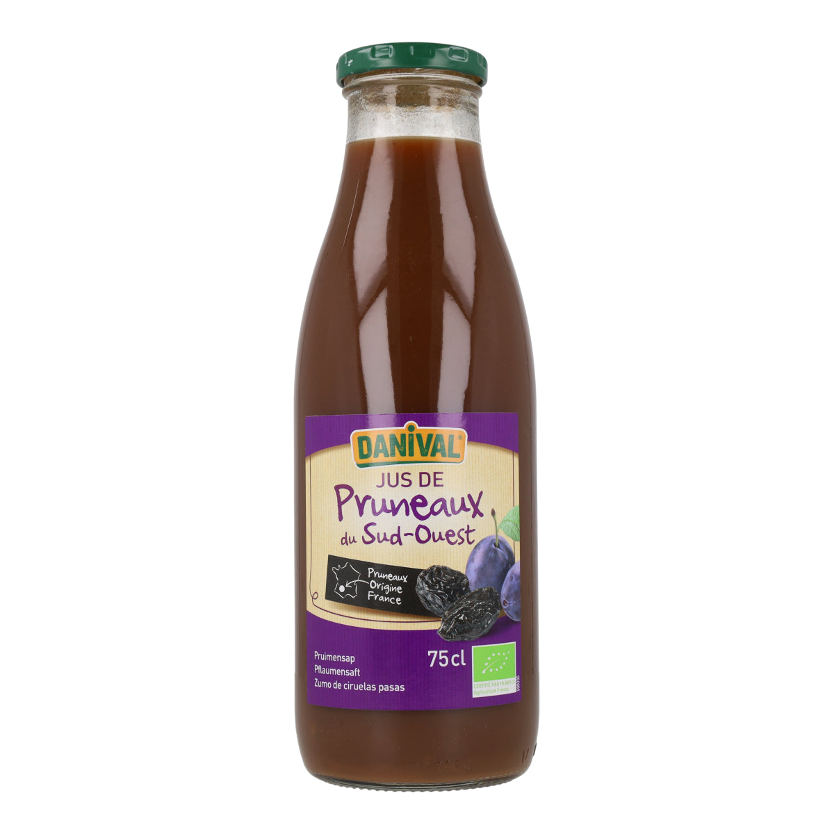Jus de pruneaux bio sans sucre Danival 750 ml