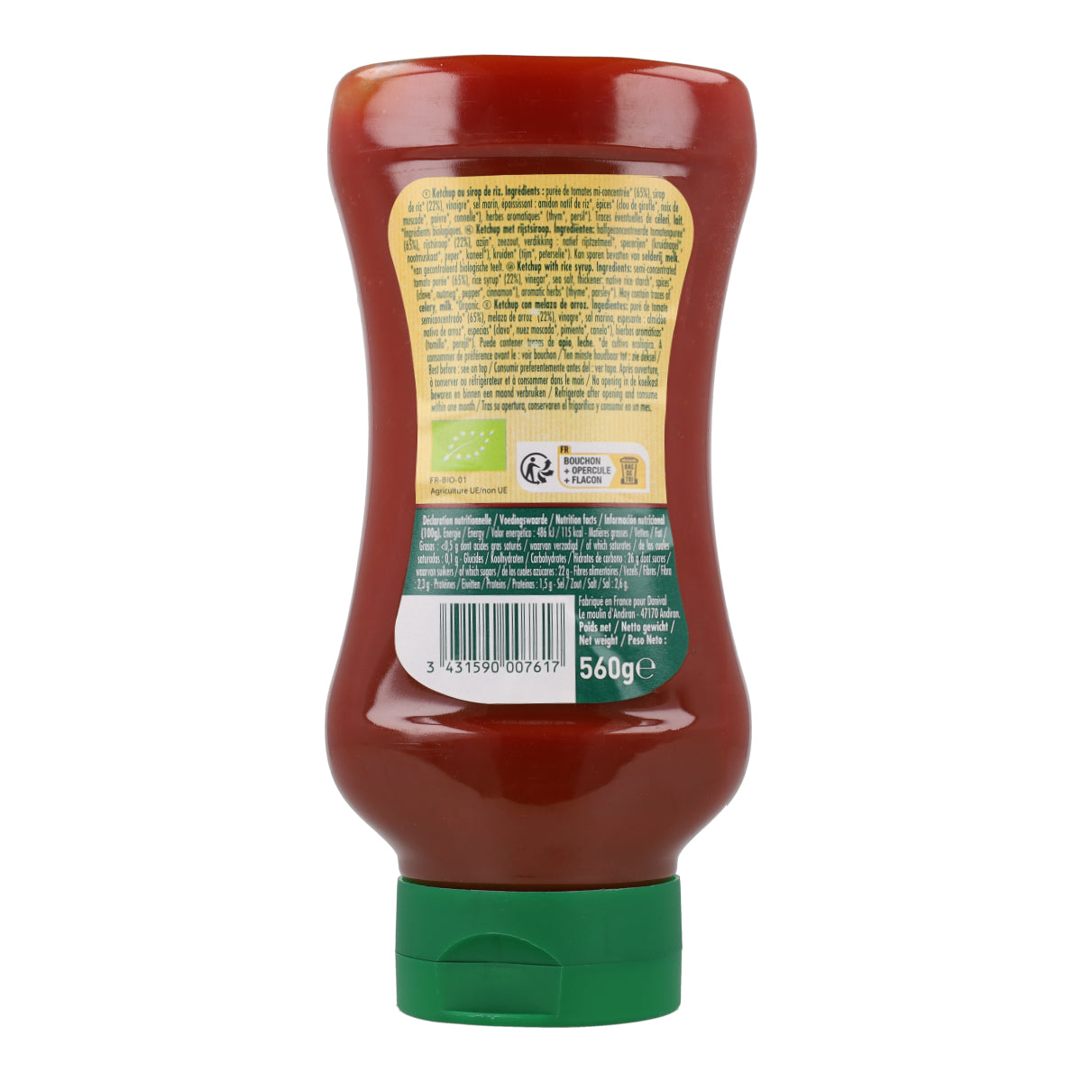 Ketchup Sans Sucre Au Sirop De Riz Bio Danival 560 g