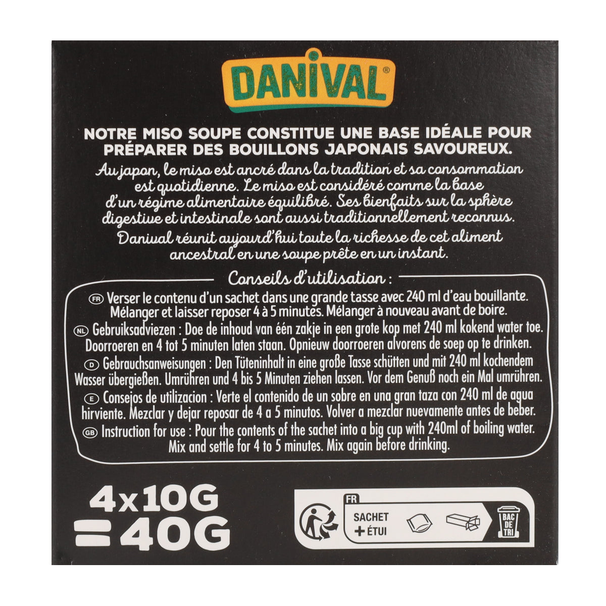 Soupe Miso Bio Danival 4 u x 10 g