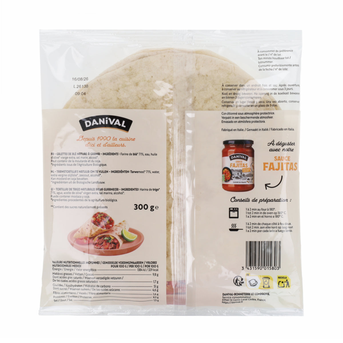 Tortillas de blé 4 pièces bio 300 g