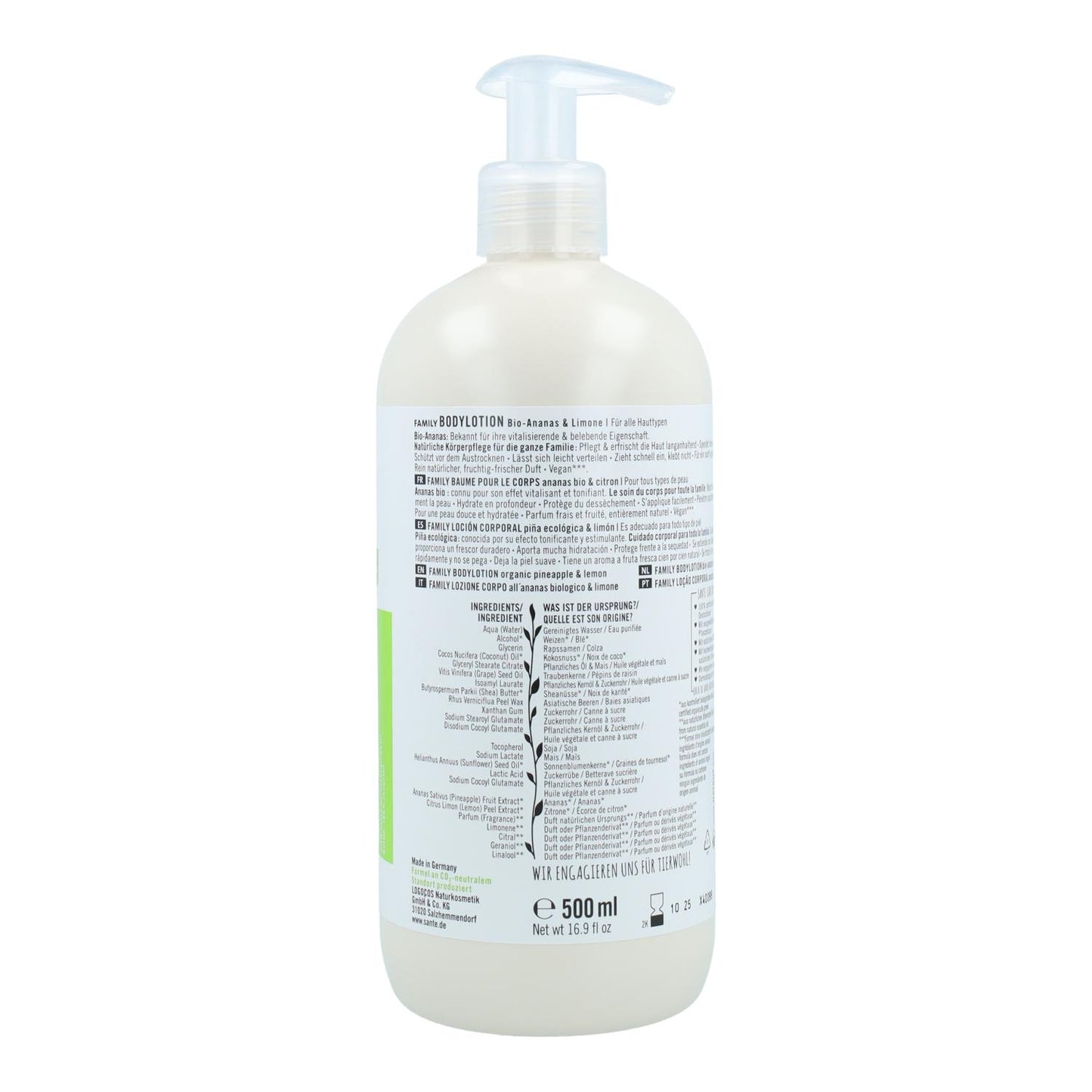 Loción corporal piña y limón Sante 500 ml