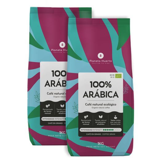 Pack 2x Café en grano Eco 100% Arábica Planeta Huerto 1 Kg