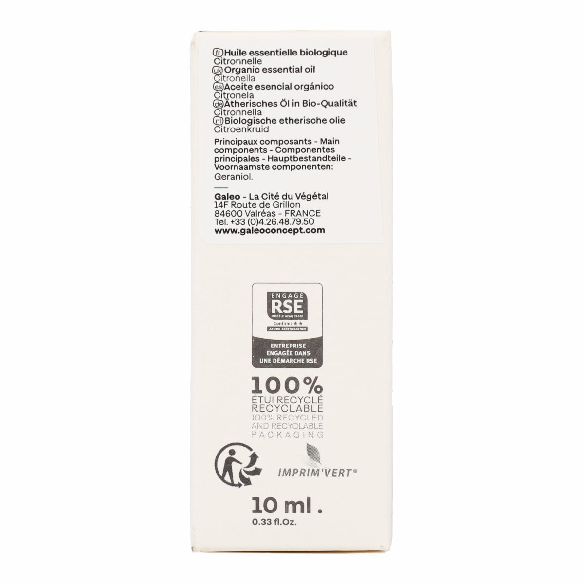 Huile essentielle Citronnelle BIO Galeo 10 ml
