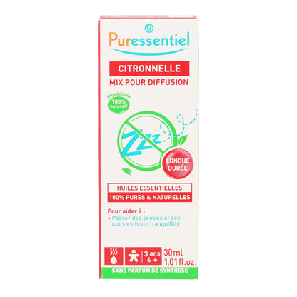 Anti-Pique Diffusion Citronnelle Huiles essentielles pour diffusion PURESSENTIEL 30 ml