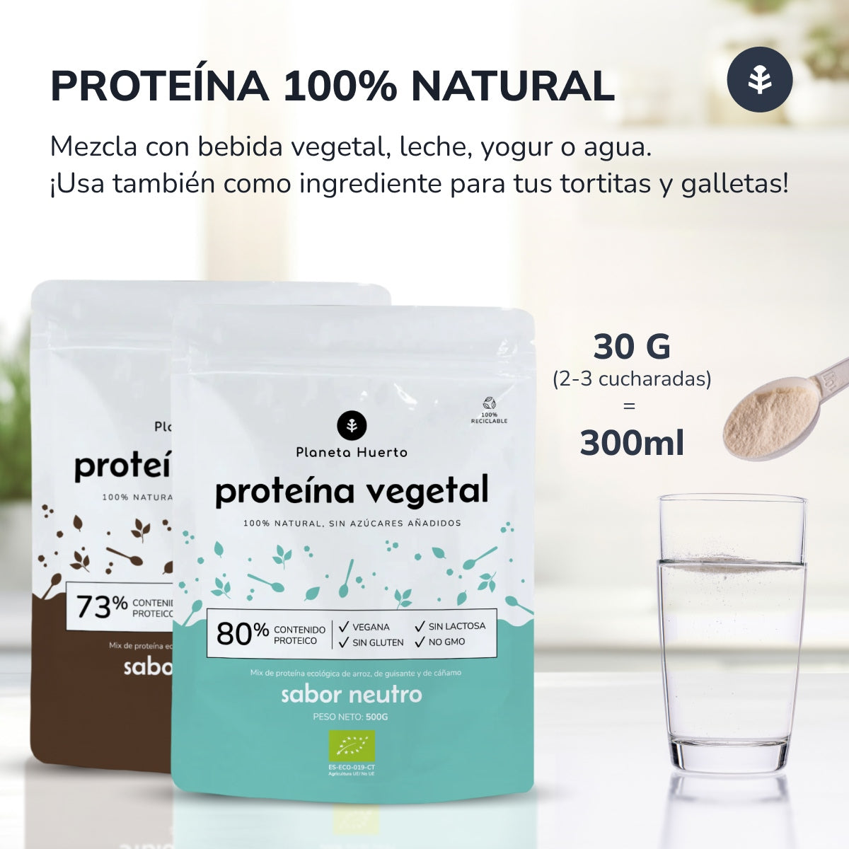Proteína vegana ECO neutra 80% Planeta Huerto 500 g