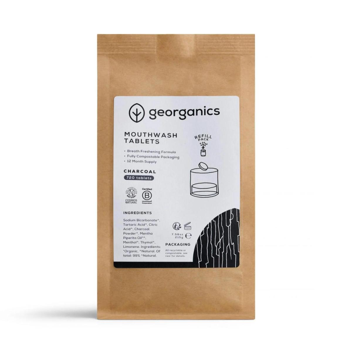 Recarga de pastillas de enjuague bucal de carbón, Georganics 720 unidades