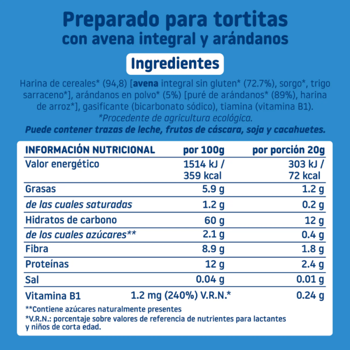 Mix Tortitas Avena integral y arándanos ECO Smileat 125 g