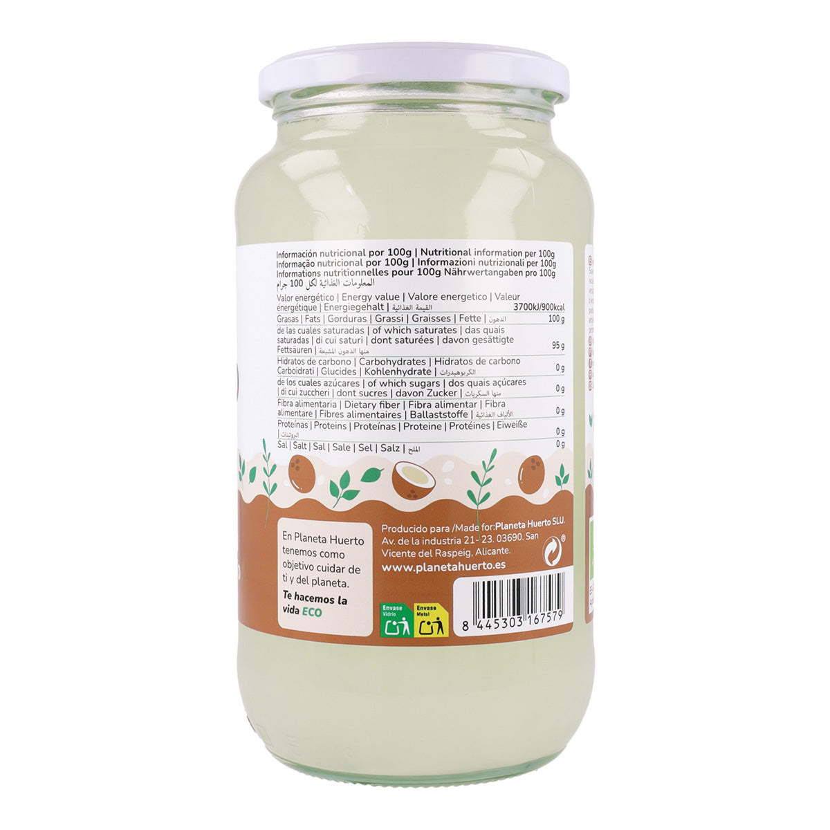 Pack 3x Aceite de coco ECO Planeta Huerto 860 ml