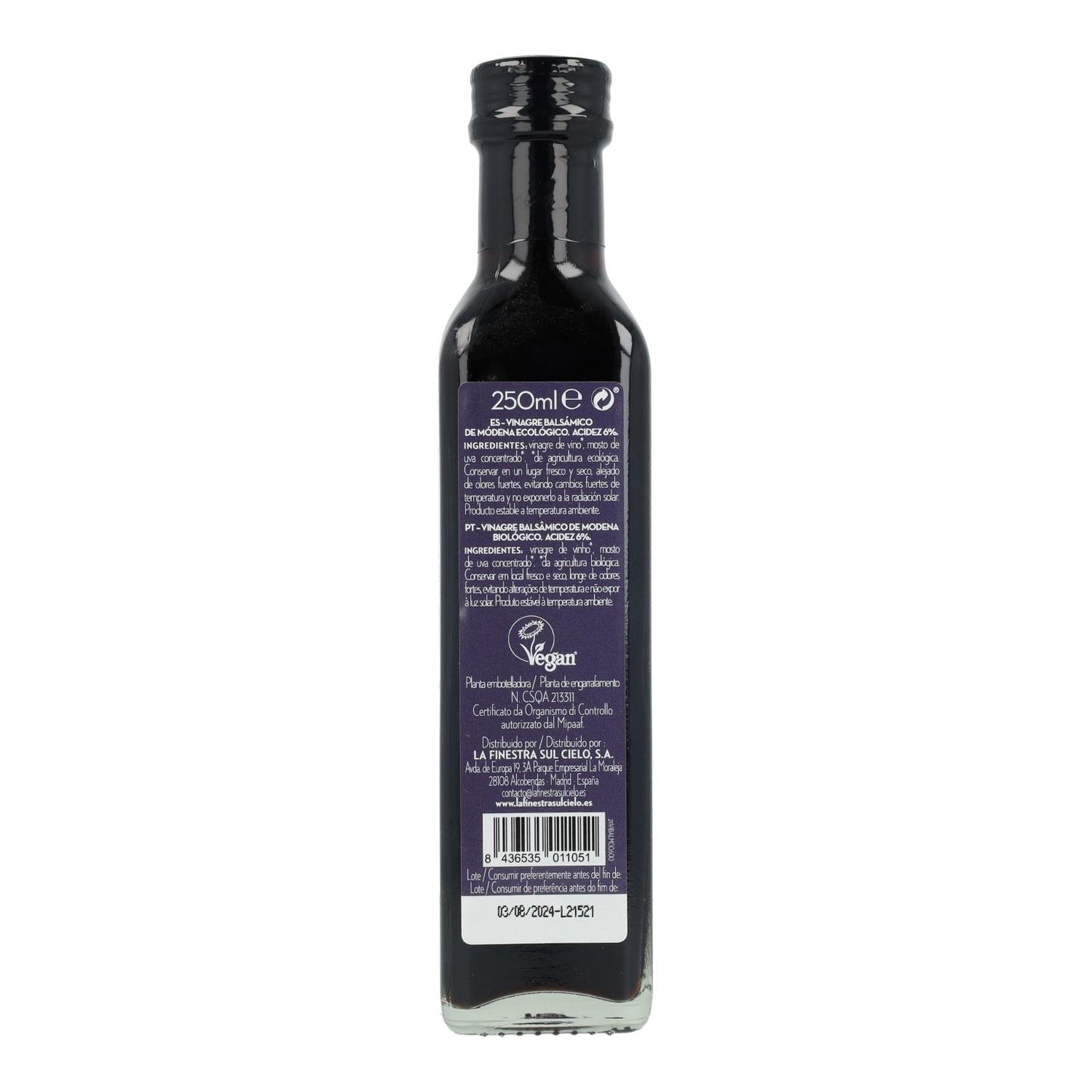 Vinagre Balsámico de Módena La Finestra Sul Cielo 250 ml